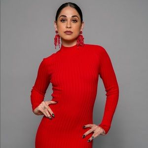 Red knit dress